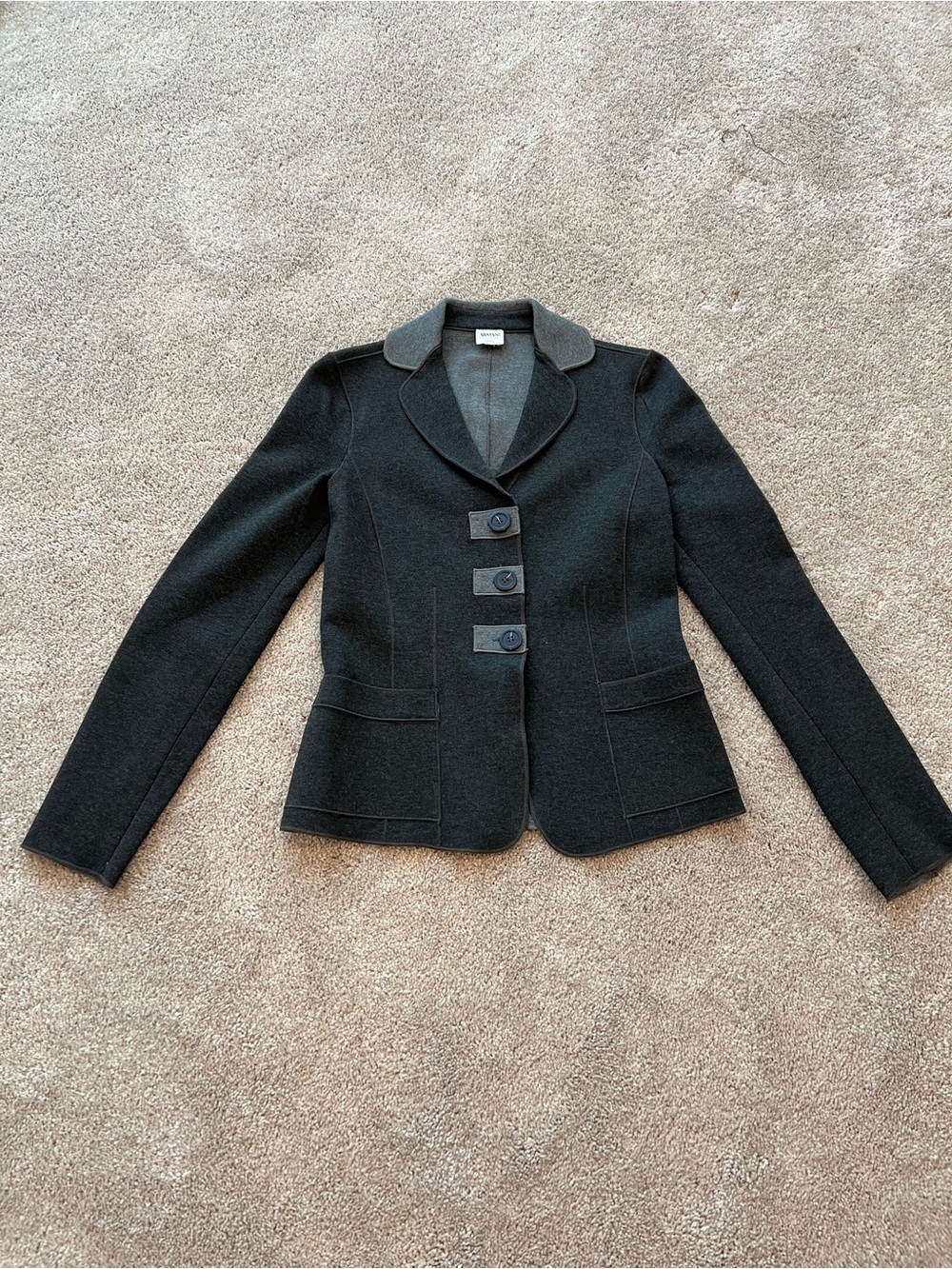 Armani Collezioni Grey Tailored Button-Front Blazer